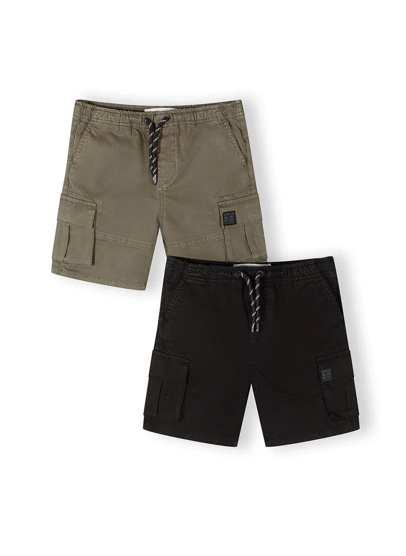 مينوتي Boys 2-pack durable woven combat shorts black and khaki 3-15 years